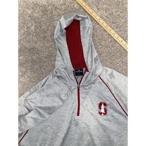Stanford Cardinal‎ NCAA 1/4 Zip Active Jacket w/ Fleece Hoodie Mens Large Gray